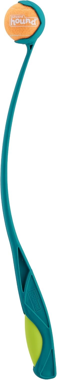 Outward Hound Launch A Ball Squeak Dog Ball Launcher, Interactive Fetch Toy, Squeaker Handle, Long-Distance Play, Slobber-Free Pickup