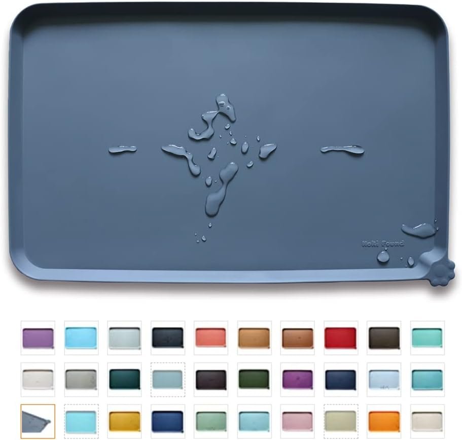 Hoki Found -Waterproof Pet Feeding Mats with High Lips – Multiple Size and Colors for Dogs, Cats & Others-G