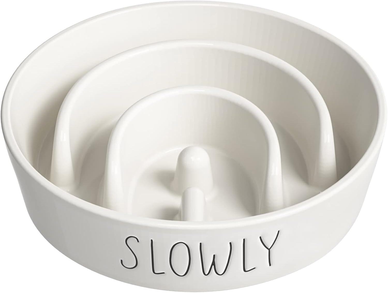 Slow Feeder Dog Bowl – 1.5 Cups Ceramic Puzzle Feeder for Small & Medium Breeds, Maze Design Bowl for Puppy & Fast Eaters, White Pet Dish to Control Eating Speed