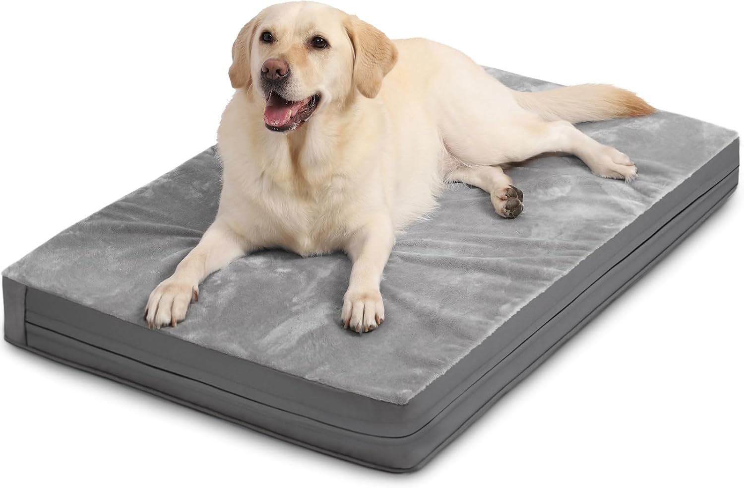 Waterproof XL Dog Beds Large Sized Dog, Outdoor Washable Crate Pad 42 inch, Extra Large Orthopedic Foam Pet Bed with Durable Removable Cover Reversible, XLarge Anti-Slip Kennel Pads, 41″x27″, Gray