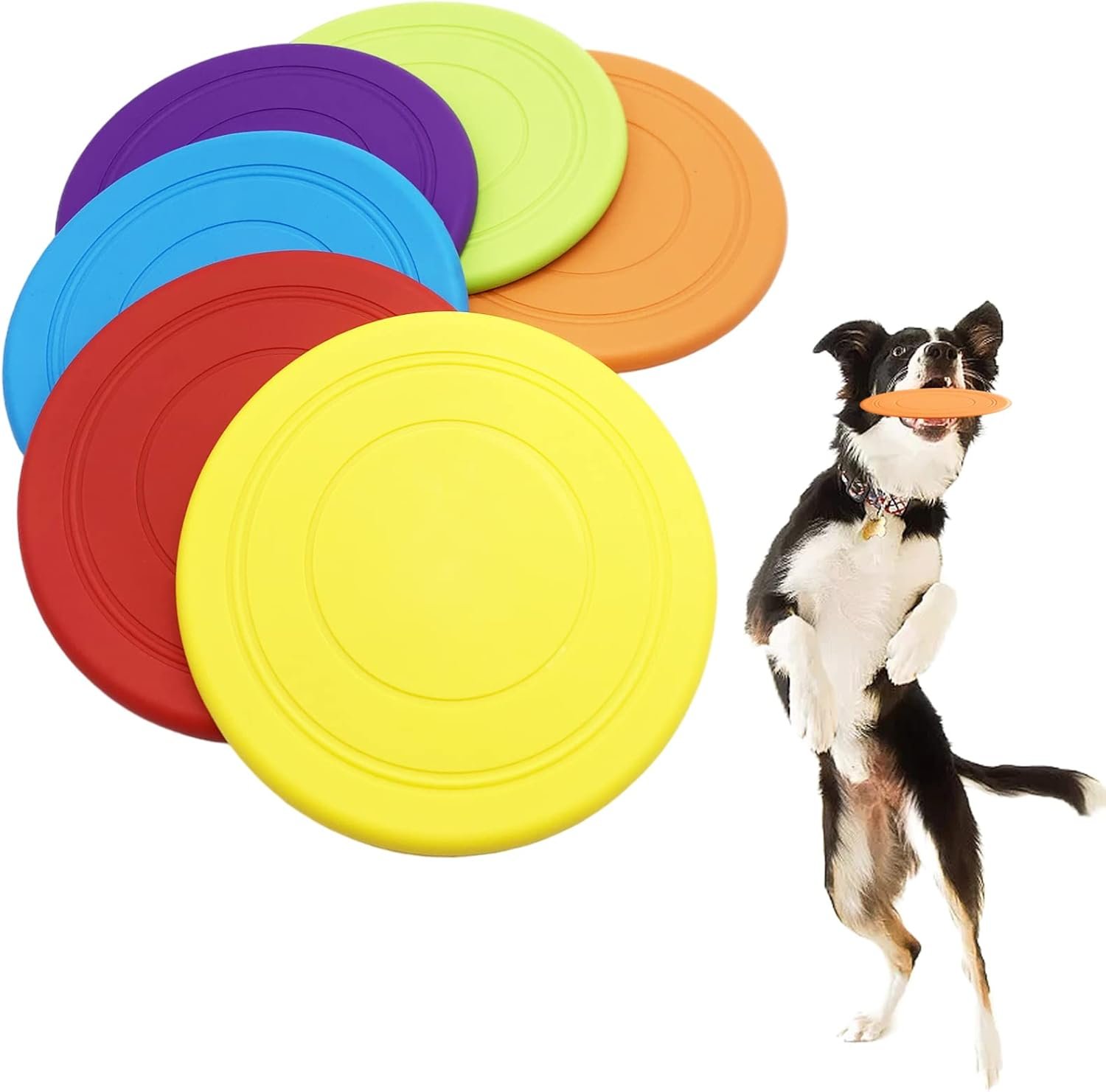 Bvrbaory 6 Pack Dog Flying Discs – Interactive, Soft Floating Saucer for Small, Medium Dogs – Safe on Teeth