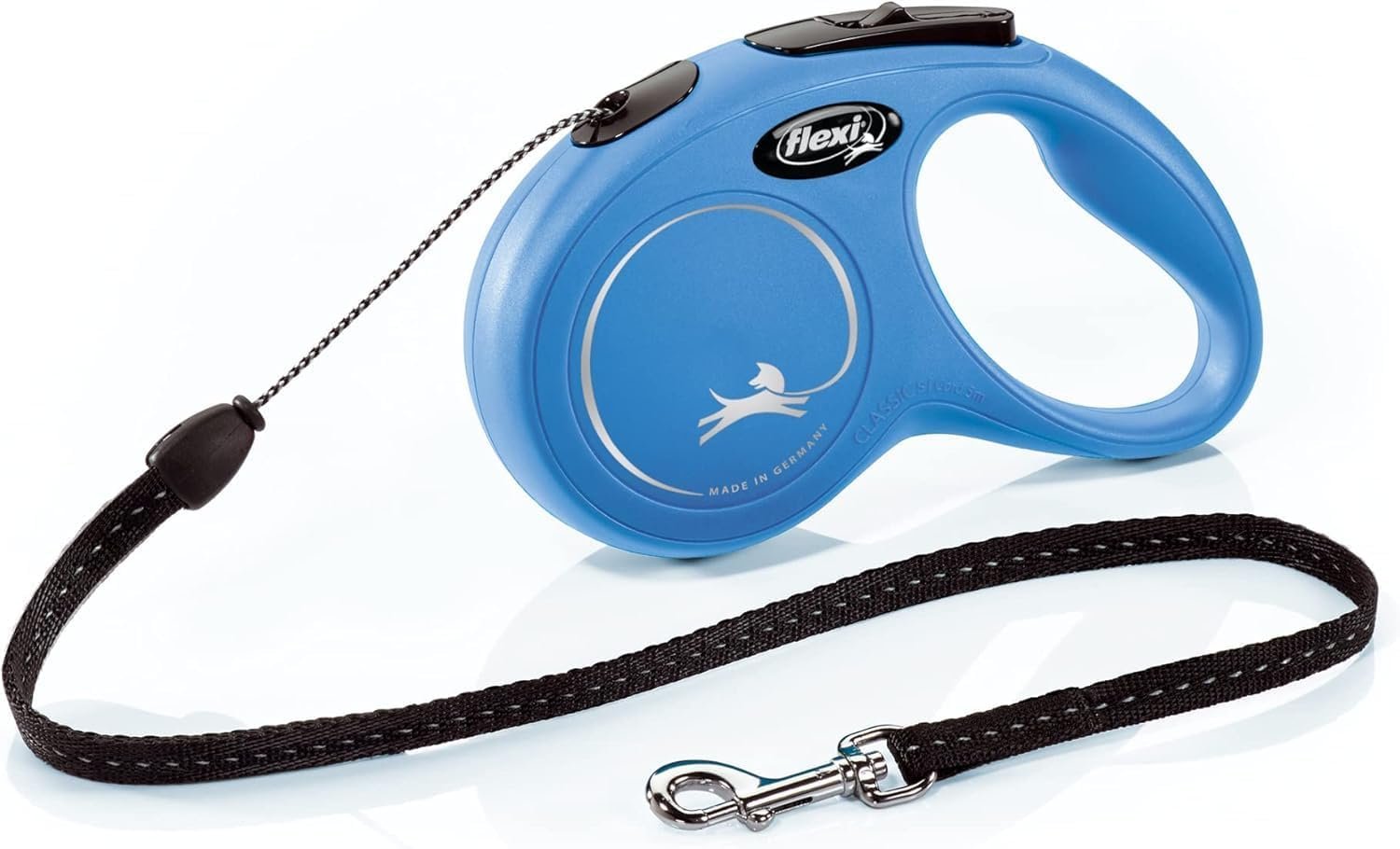 FLEXI Classic Cord Retractable Dog Leash for Small Dogs up to 26 lbs. – 16 ft., Blue | Tangle-Free Cord Design with One-Handed Brake, Pause, Lock|German Quality Product