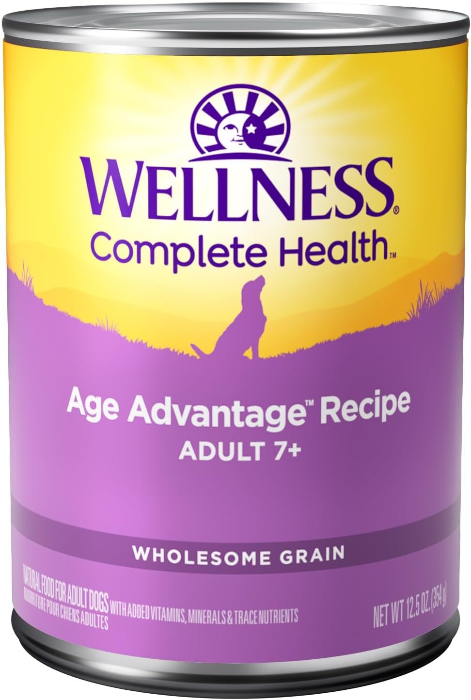 Wellness Complete Health Pate Age Advantage Senior Canned Wet Dog Food, Wholesome Grains, Natural, Chicken and Sweet Potato, 12.5 oz, Pack of 12 Cans