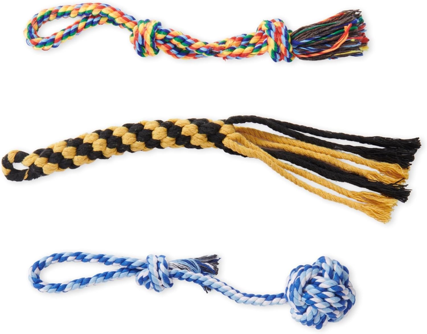 Heavy Duty Dog Rope Toys for Aggressive Chewers – 3 Packs Indestructible Cotton Dog Chew Toys for Small Medium Breed – Exercise Interactive Tug of War Dog Toy for Boredom, Teeth Clean(Miax Colors)