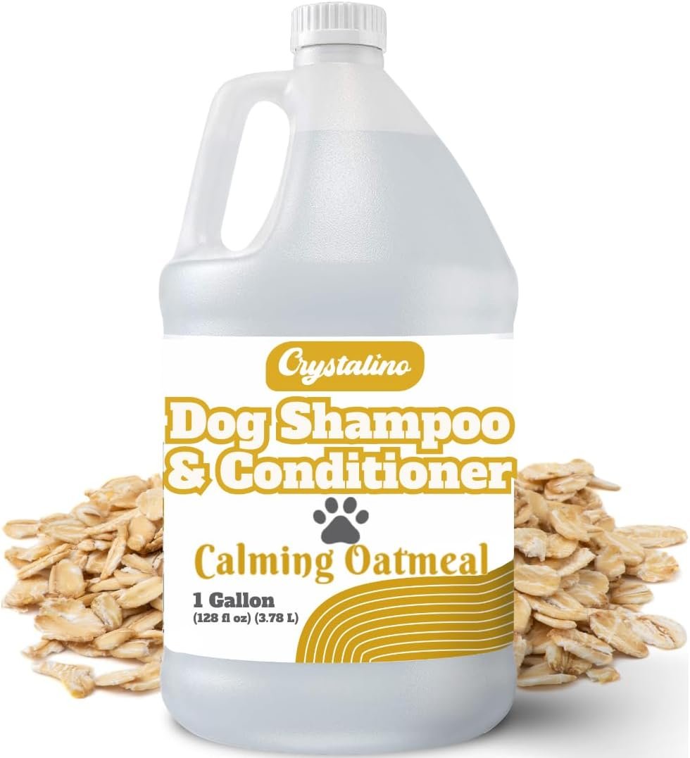 Oatmeal Shampoo for Dogs – 1 Gallon Dog Shampoo Champu para Perros & Conditioner Concentrate Professional Grooming – 1 Gallon Sensitive Hypoallergenic Dogs Shampoos, Oatmeal Puppy Shampoos