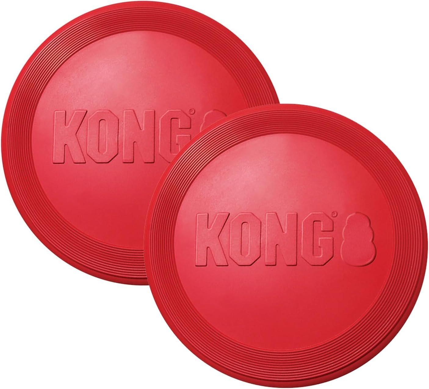 KONG Flyer Rubber Disc Dog Toy – for Catch, Fetch and Playtime – Red, Large 2 Pack