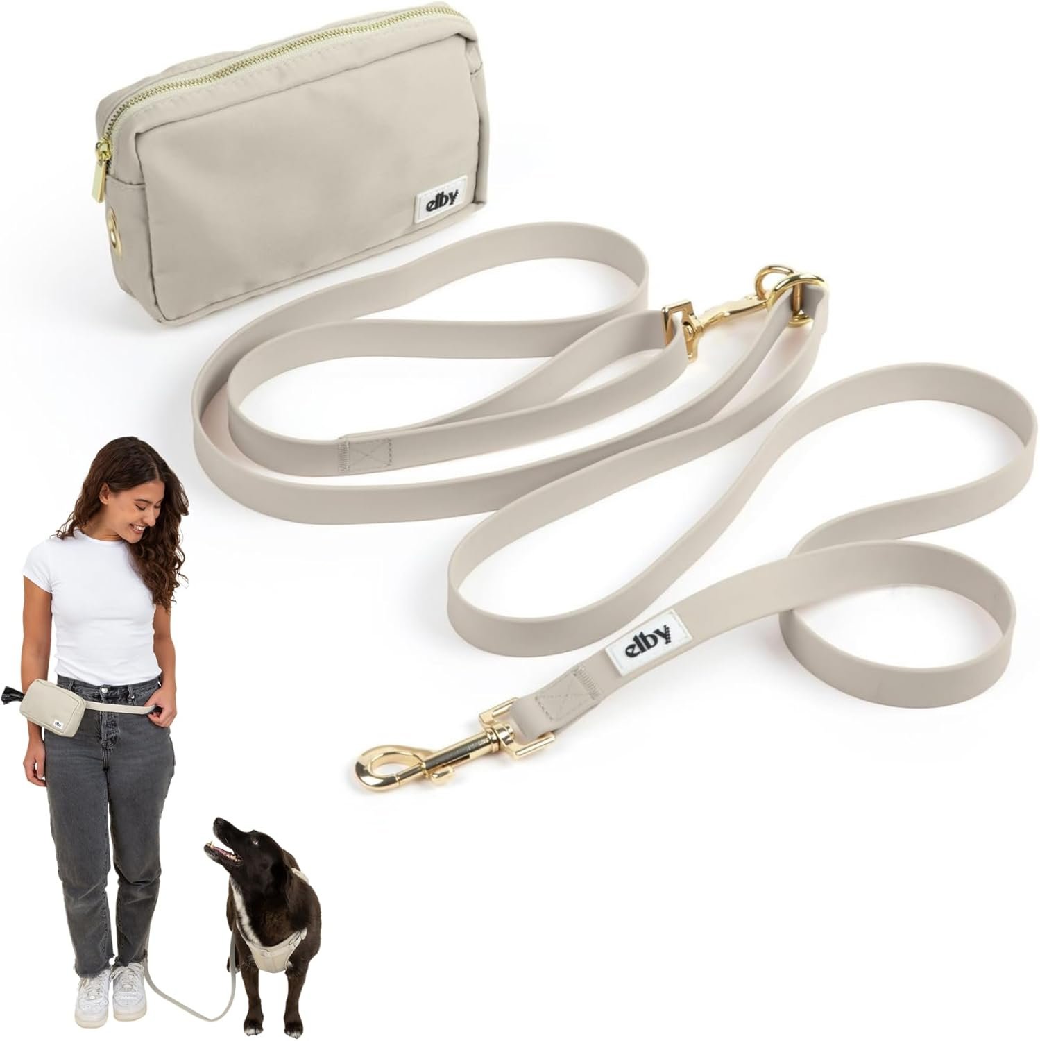 Hands Free Dog Leash with Treat Pouch – Waterproof Cross Body and Waist Leash for Dog Walking and Training with Poop Bag Holder – Cute Walking Accessories