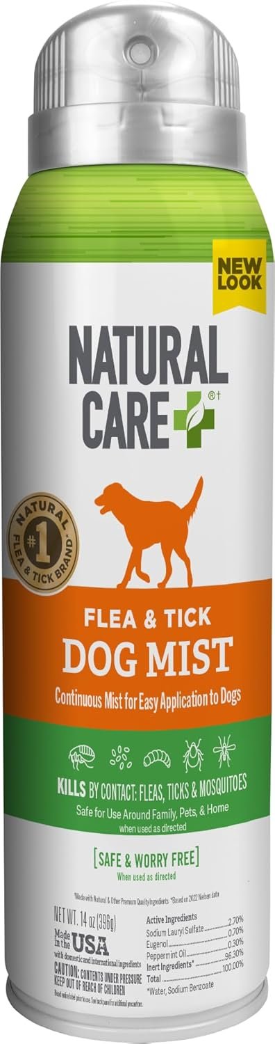 Natural Care Flea and Tick Spray for Dogs – Flea & Tick Treatment for Dogs – Flea & Tick Killer with Certified Natural Oils – 14 Ounces