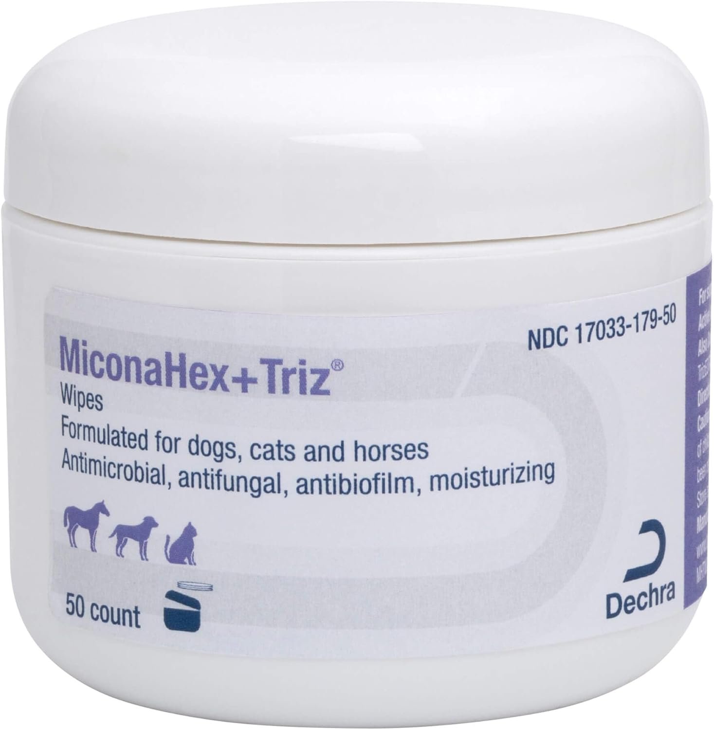 MiconaHex+Triz Wipes, 2.25″ round for Dogs, Cats and Horses, 50 count jar