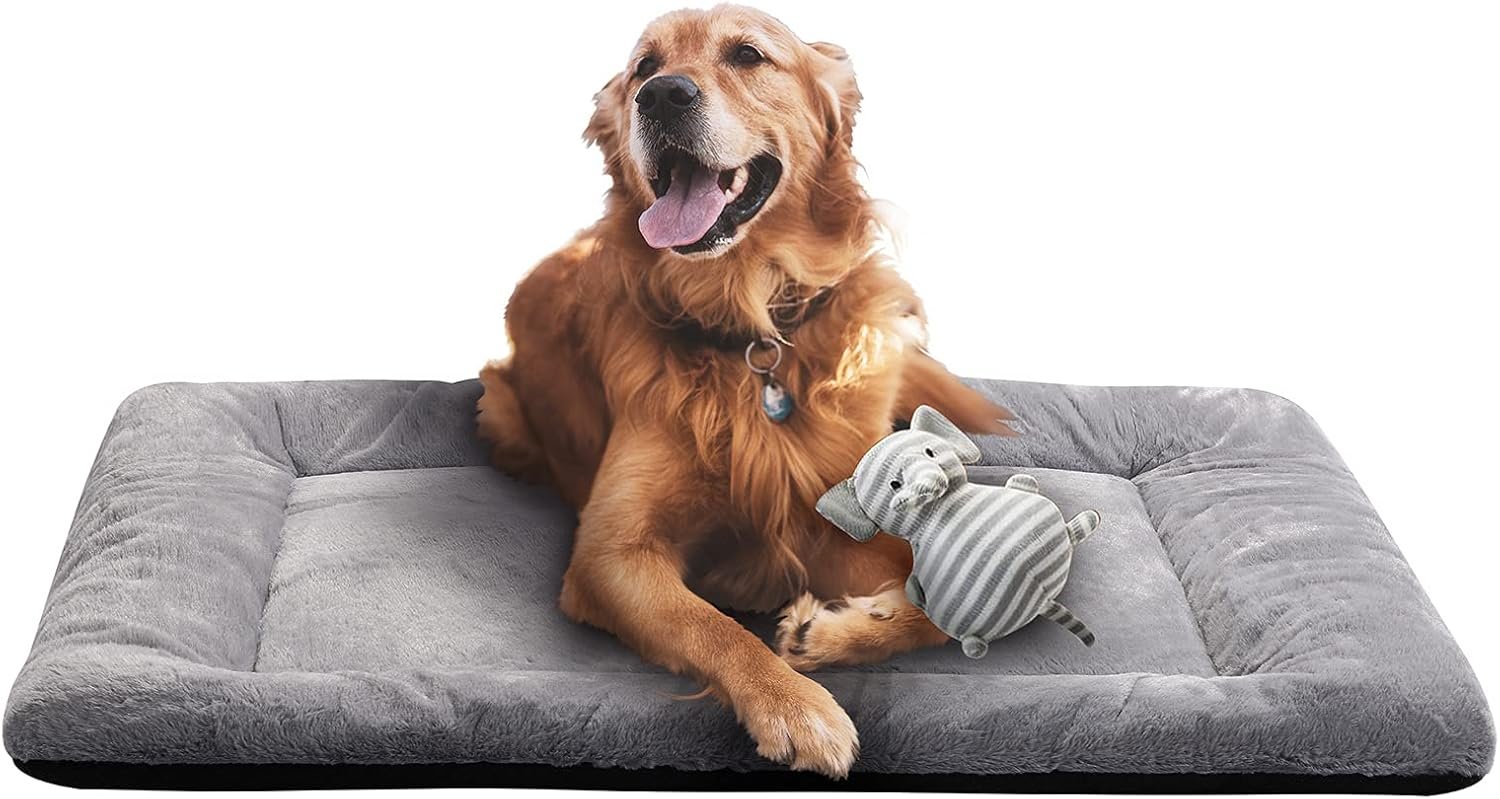 Dog Beds Crate Pad for Medium/Large Dogs Fit Dog Crates,Washable & Anti-Slip Kennel Pad for Dogs Cozy Sleeping Mat,Gray 42inch