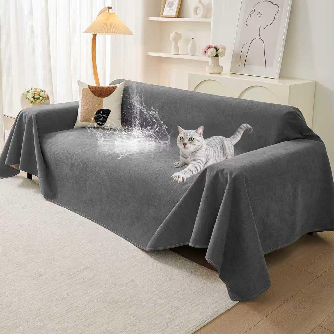 Warmstar Couch Protector from Cat Claws, Waterproof Couch Cover Anti Slip,Couch Cover 3 Cushion Sofa Washable,Anti-Scratch Pet Sofa Cover Heavy Duty,71″X118″, Dark Grey