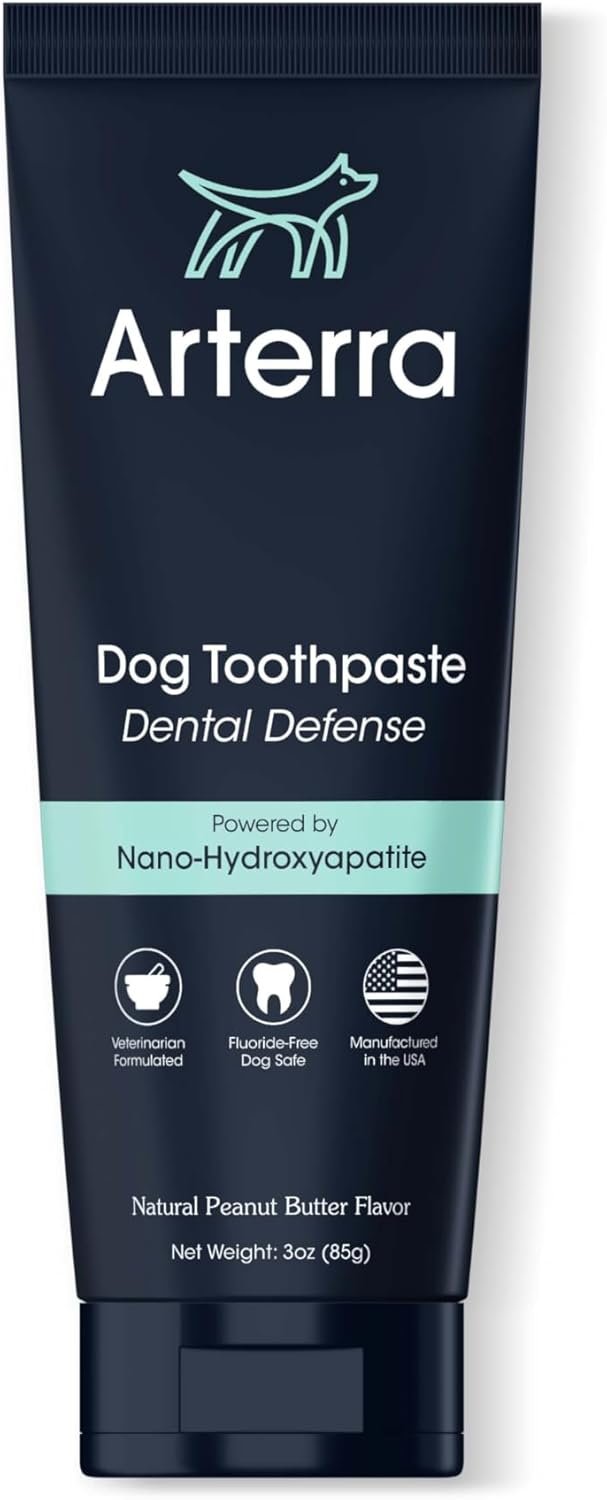Remineralizing Dog Toothpaste – Vet-Grade, with Nano-Hydroxyapatite, Reverses Early-Stage Decay, Cleans Teeth, Removes Tartar, Freshens Breath by Arterra Pet Science, Plant-Based, Natural Flavor, 4oz