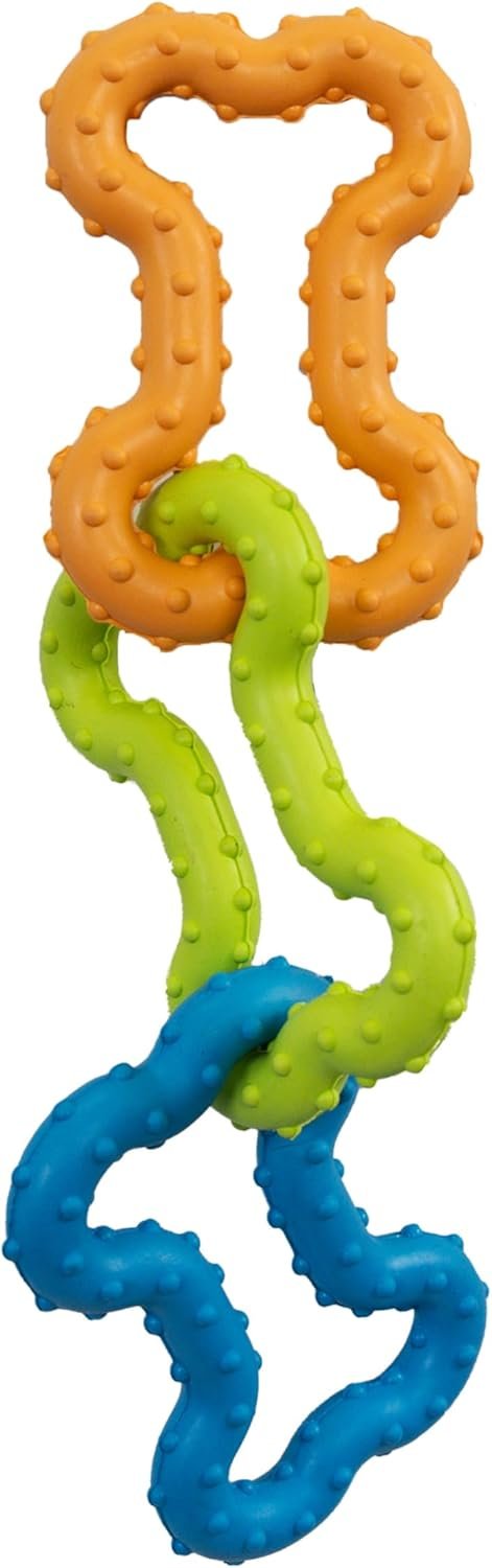 Bone Tugz Tug & Chew Dog Toy — Bendy, Textured Rubber for Tug-of-War, Light-Moderate Chewers, Teething Puppies & Small Dogs, 6.25″ x 1.75″