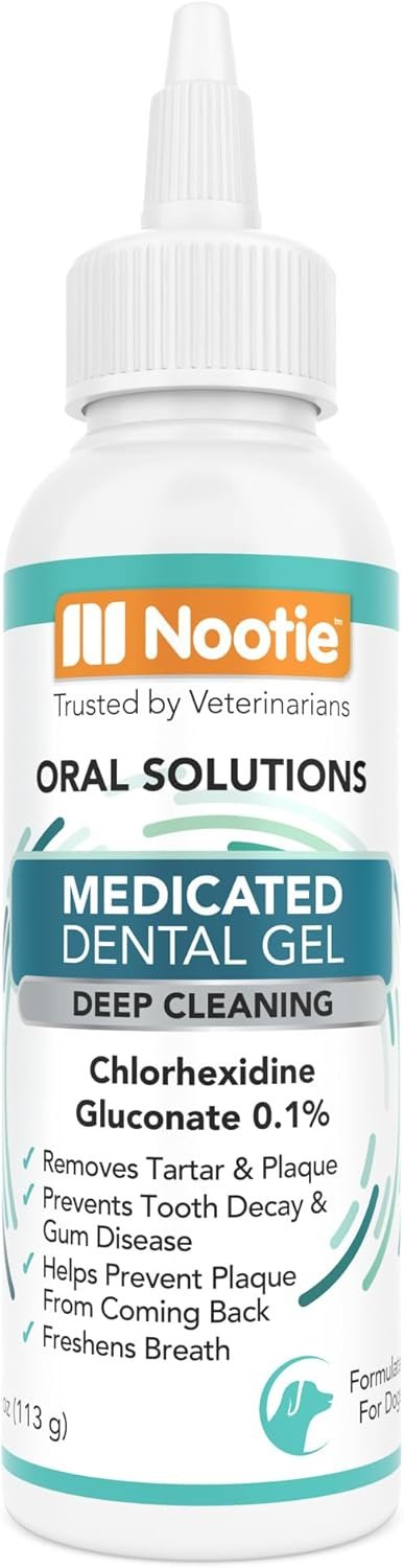 Nootie Medicated Dental Gel for Dogs, Dog Breath Freshener, Cleans Teeth for Dogs – Prevents Plaque and Tartar Dog Oral Care, 4oz