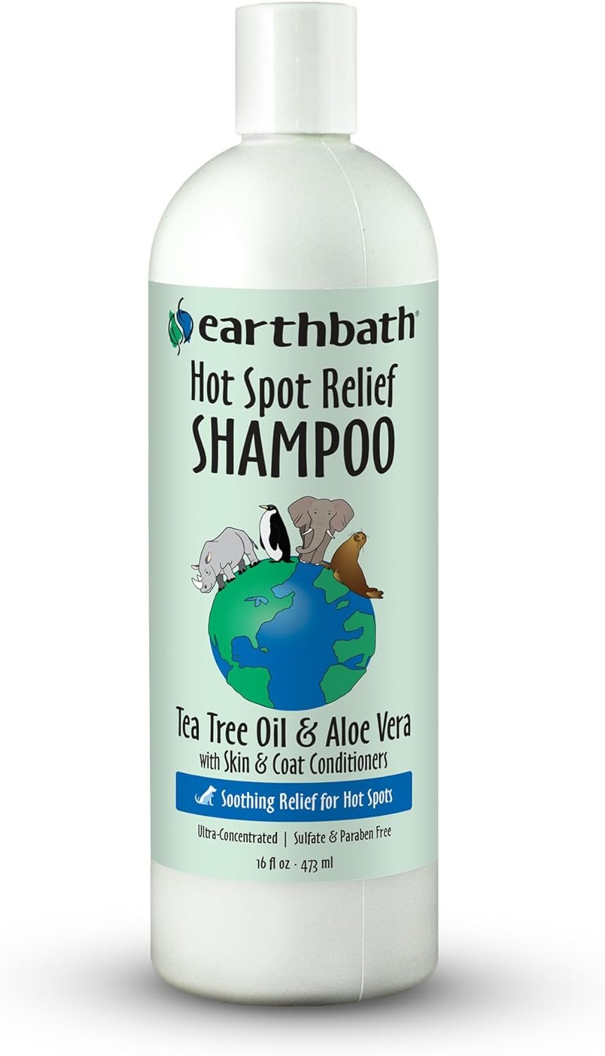 earthbath, Hot Spot Relief Pet Shampoo – Tea Tree Oil Hot Spot Treatment for Dogs, Best Dog Shampoo for Itching & Skin Conditions, Made in USA, Cruelty Free Itch Relief for Dogs – 16 Oz (1 Pack)
