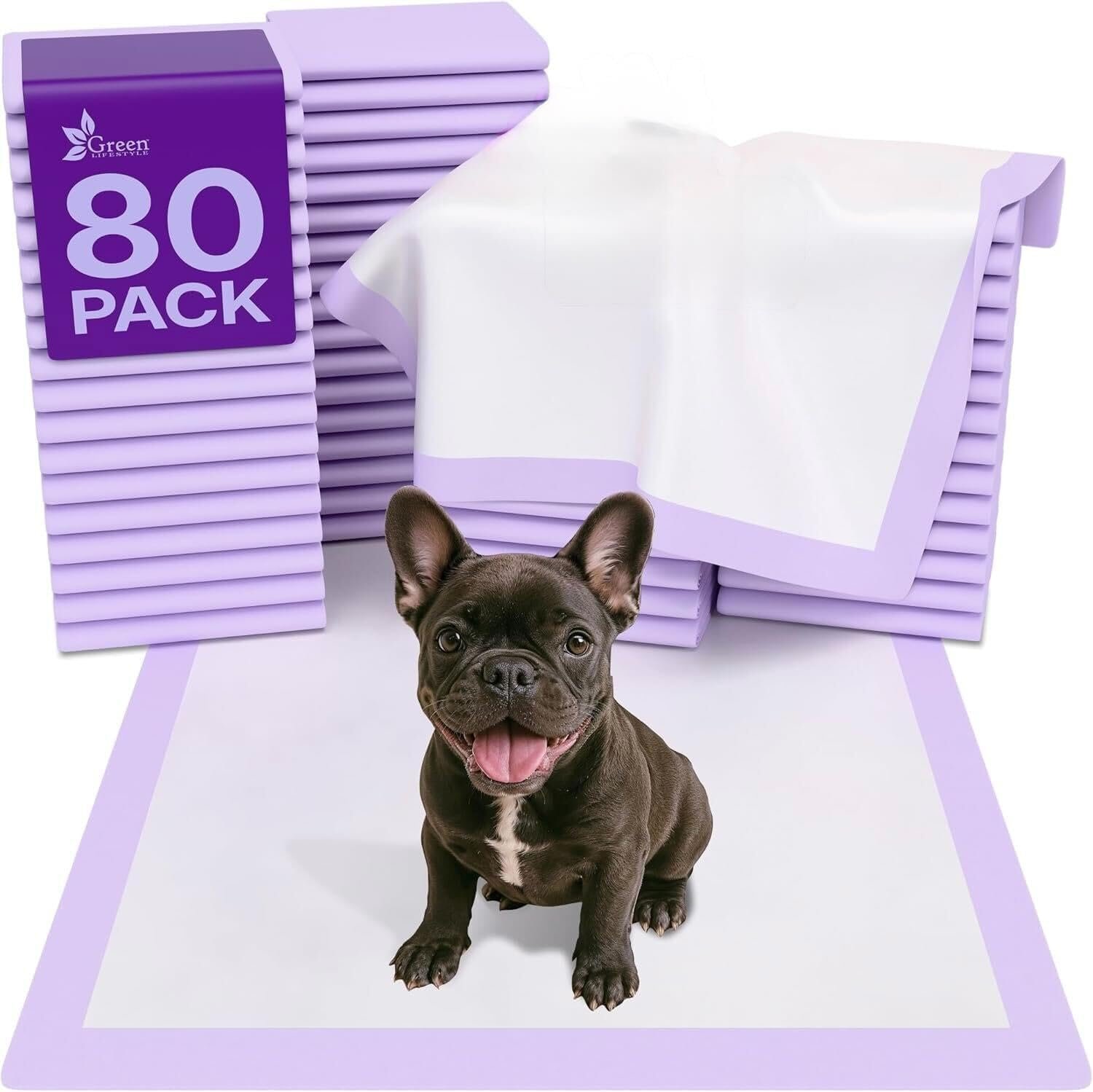 GREEN LIFESTYLE Pee Pads – Super Absorbent & Leak-Proof Pee Pads for Dogs – Puppy Pads – Waterproof Dog Pads, Dog Training Pads for Cats, Rabbits (Pack of 80 – 22×22)
