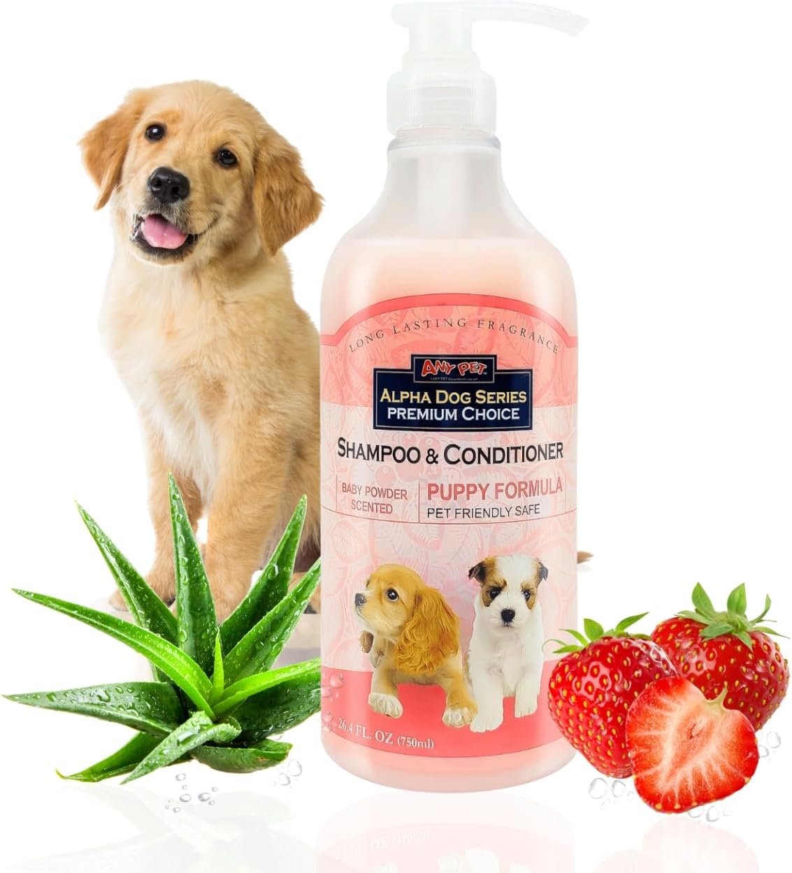 Puppy Grooming Natural Dog Shampoo and Conditioner with Aloe Vera, pH balanced Shampoo for Dogs, Tear-Free, Moisturizing Dog Shampoo for Sensitive Skin – 26.4 Oz