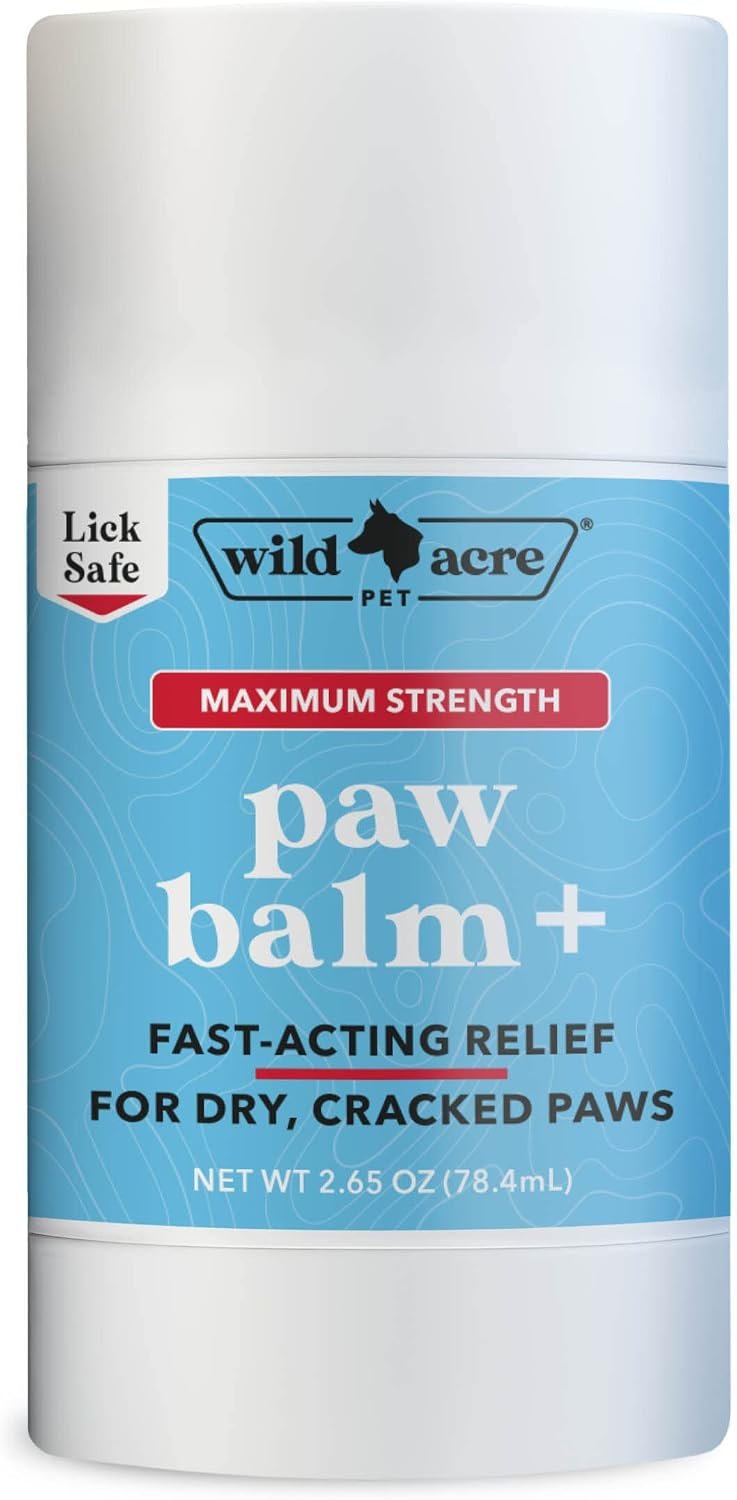 Wild Acre Maximum Strength Paw Balm for Dogs – All Weather Paw Protector for Snow, Sand, Pavement, Lawn Chemicals and More – Soothing Paw Balm with Easy Stick Application, 2.65oz Value Size
