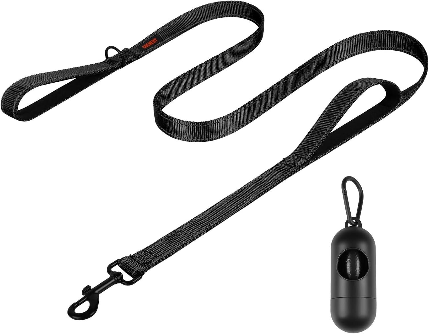 Heavy Duty Dog Leash with 2 Handles – 6ft Reflective Anti-Pull Leash for Large Dogs, Padded Traffic Handle for Control, Durable Nylon Training Lead (Black)