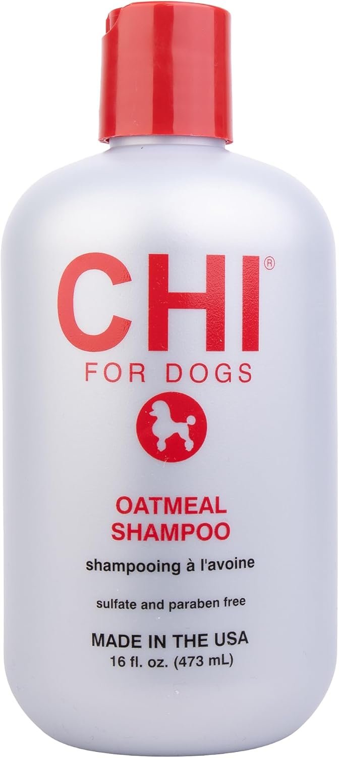 CHI for Dogs Oatmeal Shampoo Gentle Dog Wash Dry Itchy Skin and Dander Relief Soothing Formula Puppies 8 Weeks and Adult Dogs All Coat Types 16 FL OZ USA Grooming Routine Grooming Home Use