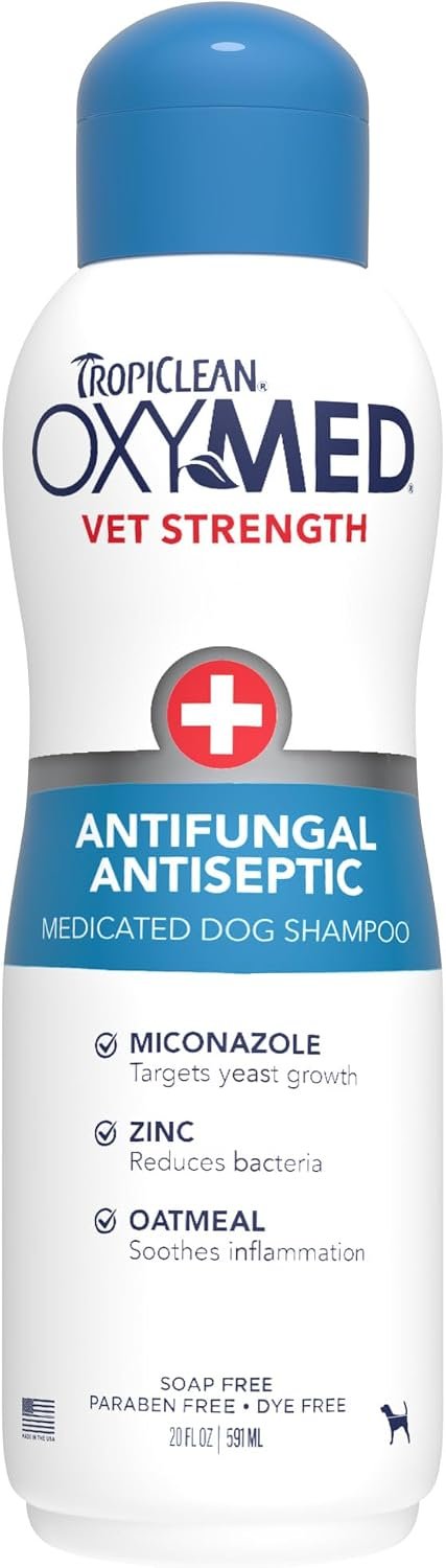 OxyMed Medicated Antifungal Dog Shampoo, Yeast Dermatitis Treatment for Dogs, Deep Cleaning & Healing Formula with Miconazole, Zinc & Oatmeal, 20oz