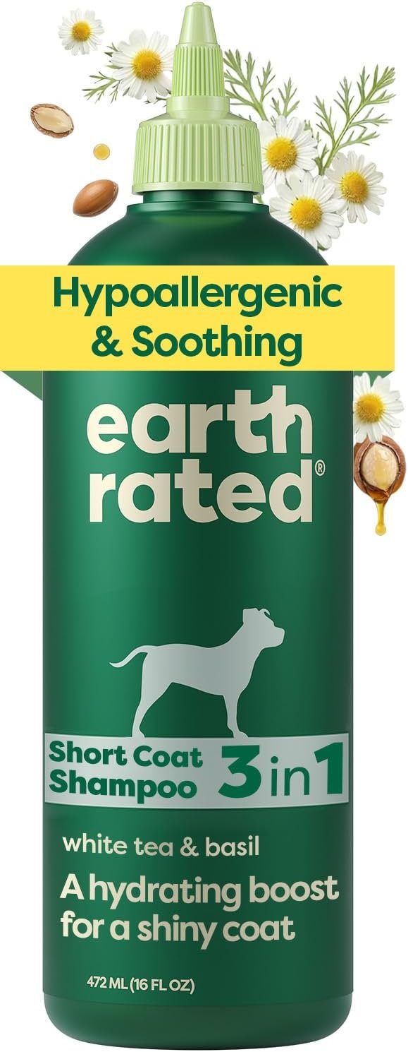 Earth Rated Hypoallergenic 3-in-1 Soothing Dog Shampoo & Conditioner for Dogs & Puppies, Deodorizing, 98.5% Natural Origin Ingredients, 16 oz