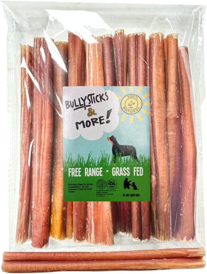 BULLYSTICKS & MORE 6 Inch Bully Sticks (Regular – 16 Pack) | Bully Sticks for Medium Dogs | 100% Grass Fed Beef | Dog Parents Choice Bully Stick Dog Chews | No Hide Bully Bones