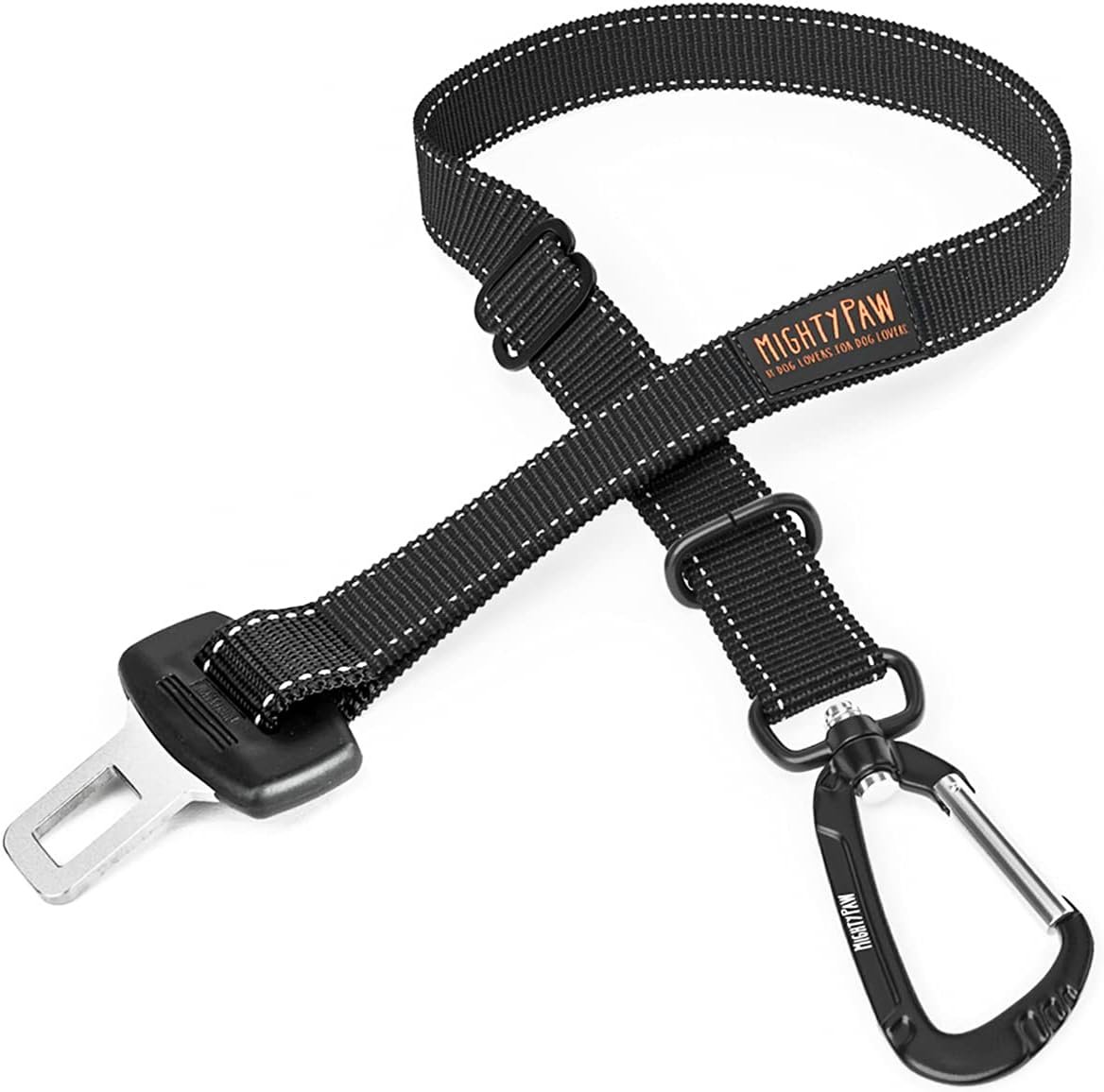 Mighty Paw Dog Seat Belt for Car – Safe Distraction Free Driving, Heavy-Duty Design with Aviation Grade Aluminum Carabiner, Adjustable Dog Seatbelt Harness for Small, Medium and Large Pets