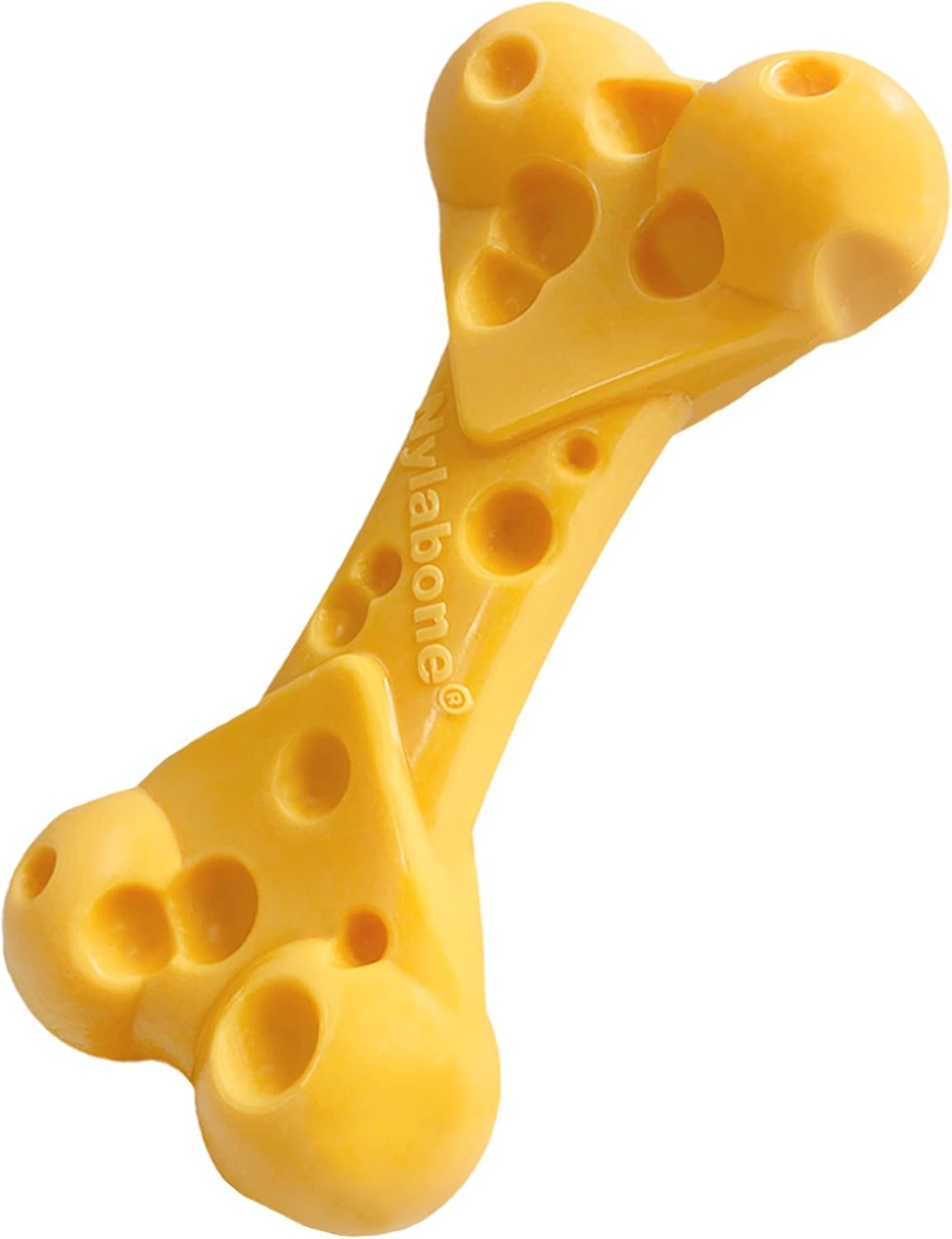 Nylabone Cheese Bone Power Chew Toy for Dogs, Cute Dog Toys for Aggressive Chewers, Cheese Flavor, Medium Dogs – Up to 35 lbs, 1 Count