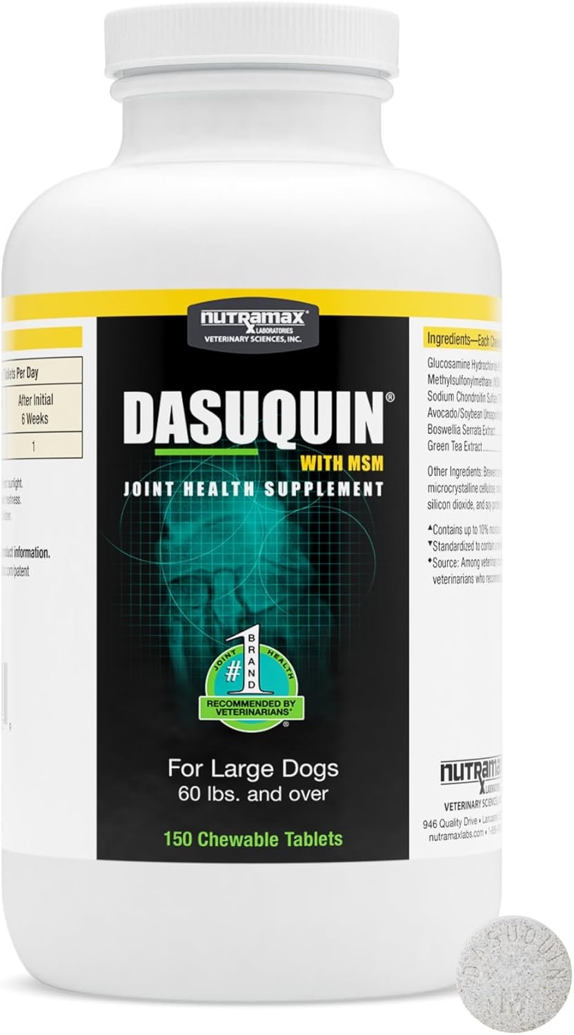 Nutramax Dasuquin for Large Dogs, Joint Health Supplement, Contains Glucosamine for Dogs, Plus Chondroitin, ASU, MSM and More, Supports Healthy Joints, Chewable Tablets, 150 Count