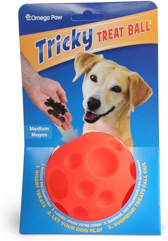 Omega Paw Authentic Tricky Treat Ball – Medium,Orange
