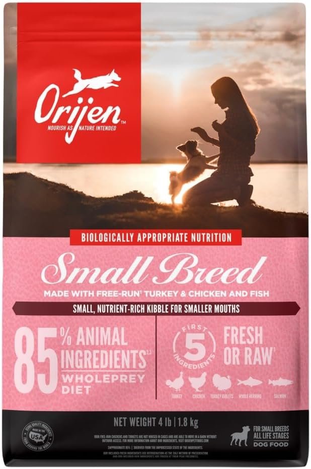 ORIJEN Grain Free High Protein Dry Dog Food Small Breed Recipe 4lb Bag