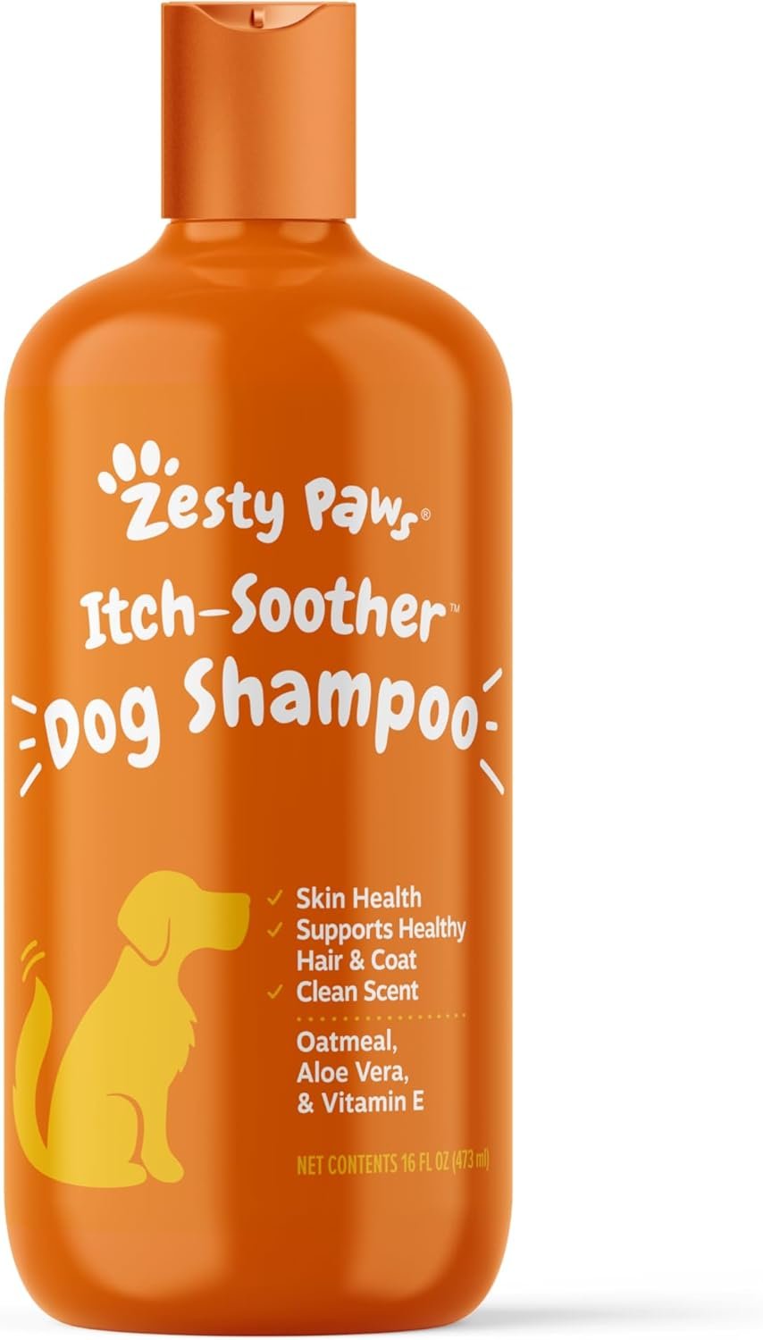 Anti Itch Dog Shampoo with Oatmeal & Aloe Vera – Grooming Pet Wash for Itchy & Sensitive Skin + Dandruff & Coat – Gentle Anti Itch Formula – Vanilla Bean Scent – 16 OZ