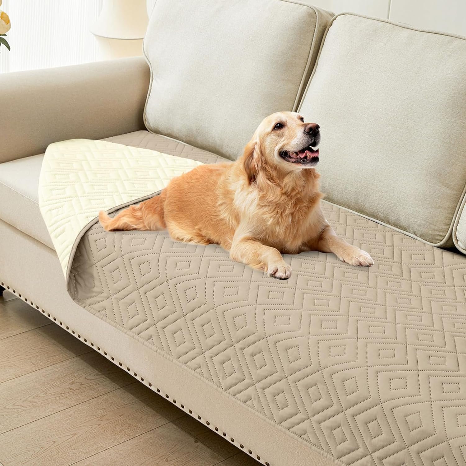 hyha Waterproof Dog Blanket, Soft Pet Bed Blankets, Waterproof Sofa Couch Cover for Dogs Washable, Reversible Pet Couch Covers for Sofa Furniture (30×70 Inch, Taupe/Beige)