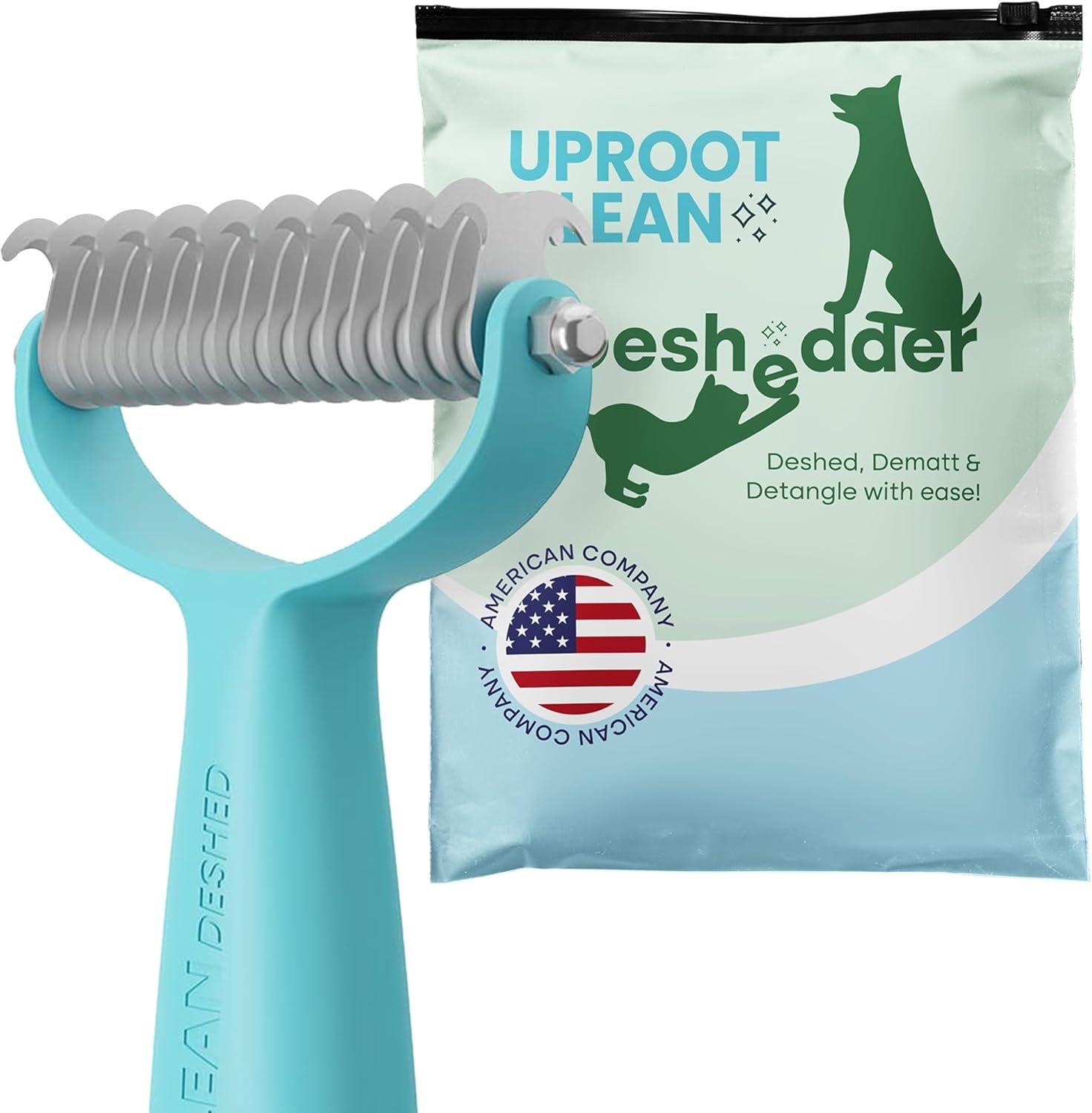 Uproot Clean Undercoat Rake for Dogs – Versatile Dematting Comb for Dogs, Cats & Bunnies – Dual-Sided 9 & 17 Blade Dog Deshedding Brush – Gentle & Effective Grooming Tool for All Coat Types
