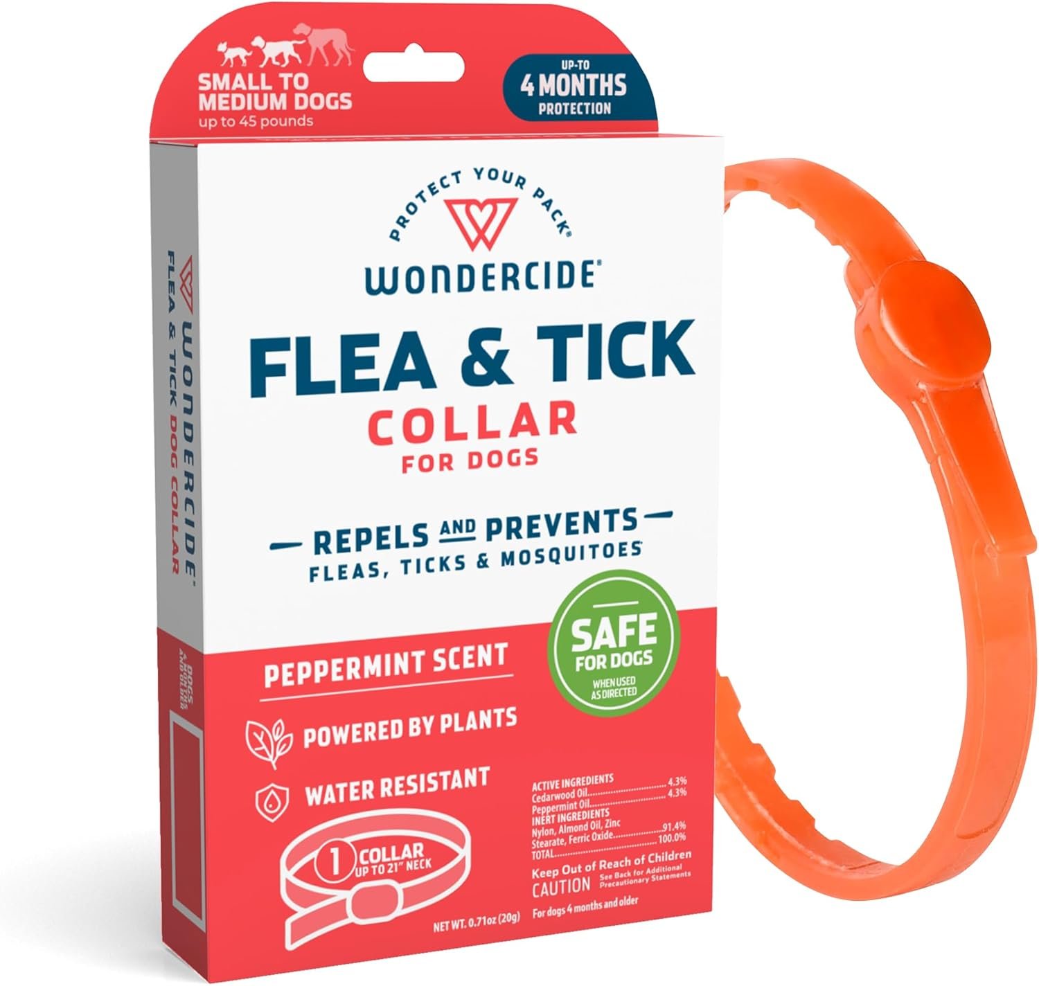 Wondercide Dog Collar – Flea, Tick, and Mosquito Repellent for Dogs – with Natural Essential Oils – Up to 4 Months Protection – Small Medium