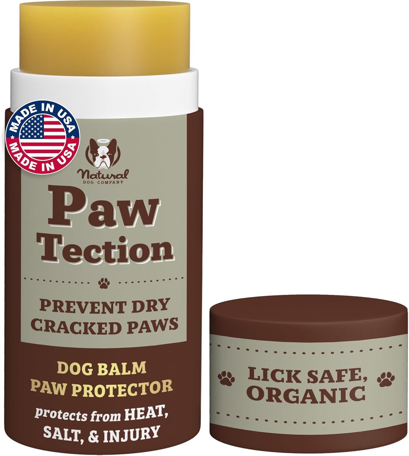 Natural Dog Company PawTection Dog Paw Wax – Dog Paw Protection for Hot Pavement, Sand, Asphalt & Trails, Waxy Barrier Balm for Summer Walks, Hiking & Beach Days, Non-Toxic, and Lick Safe, 2 oz Stick