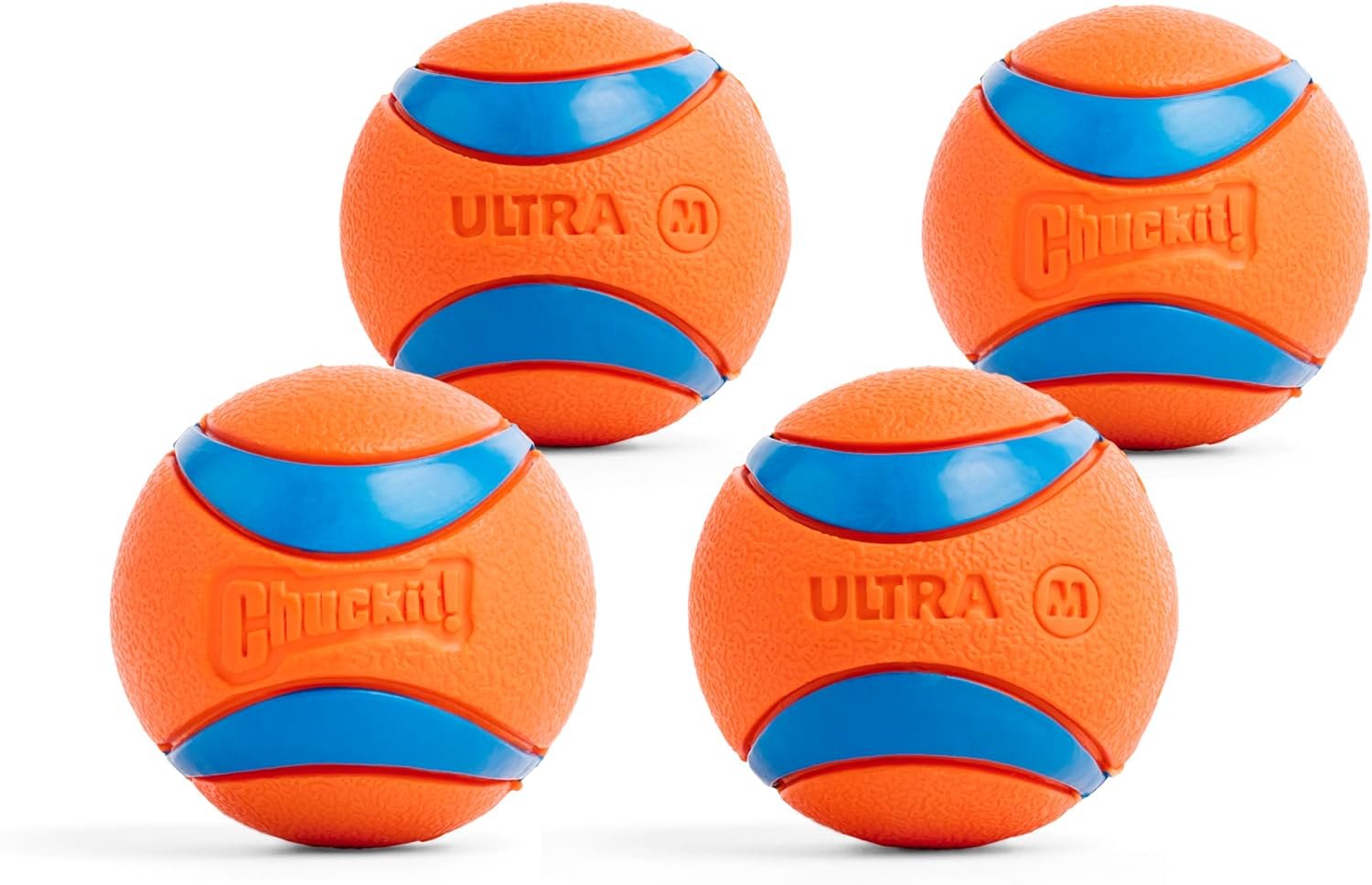 Chuckit! Ultra Ball Dog Toy – Medium Bouncy Fetch Balls For Dogs 20-60 lbs – Made from Durable Rubber – Floating Water Pet Toys – Size Medium – 2.5-inch Diameter – Pack of 4