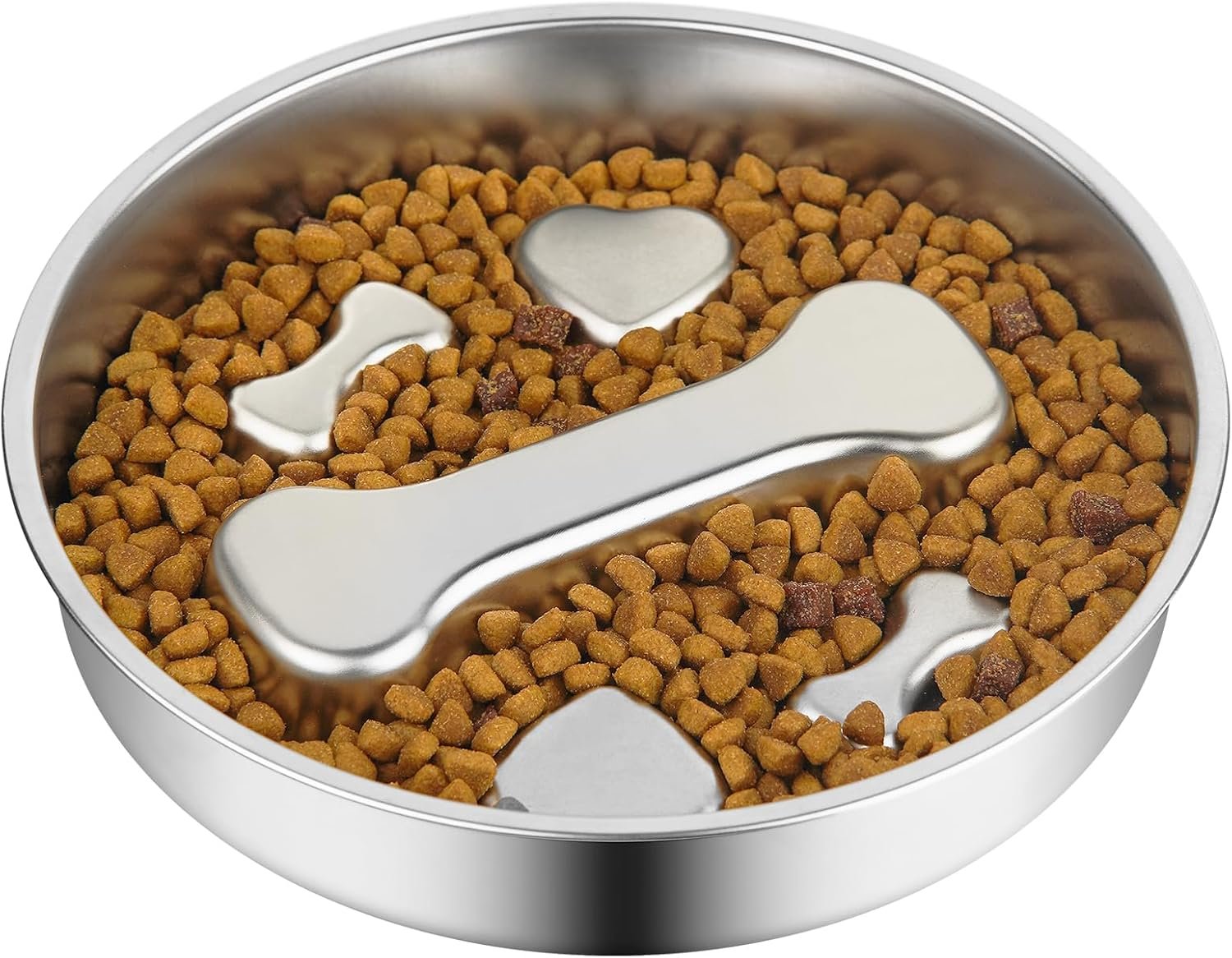 Novery Slow Feeder Dog Bowl – 2 Cups Stainless Steel Dog Slow Feeder Food Bowl, Metal Non-Slip Lick Plate,Puppy or Cat Food Holder,Pet Supplies,Puzzle Maze Dish for Medium Sized Breeds