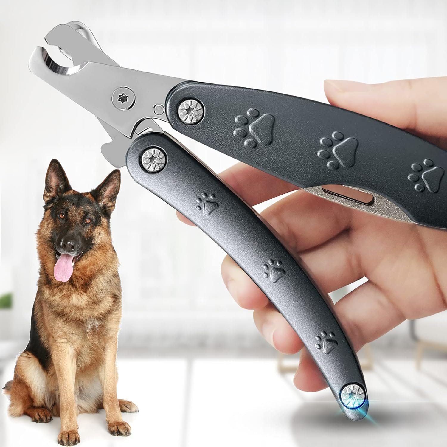 Best Dog Nail Trimmer for Anxiety Sensitive Dog, Silent Sharpest Smoothest Dog Nail Clippers for Thick Nail Large Dogs, 3-in-1 Build-in Comb & Nail File, Heavy Duty Professional Canine Nail Clipper