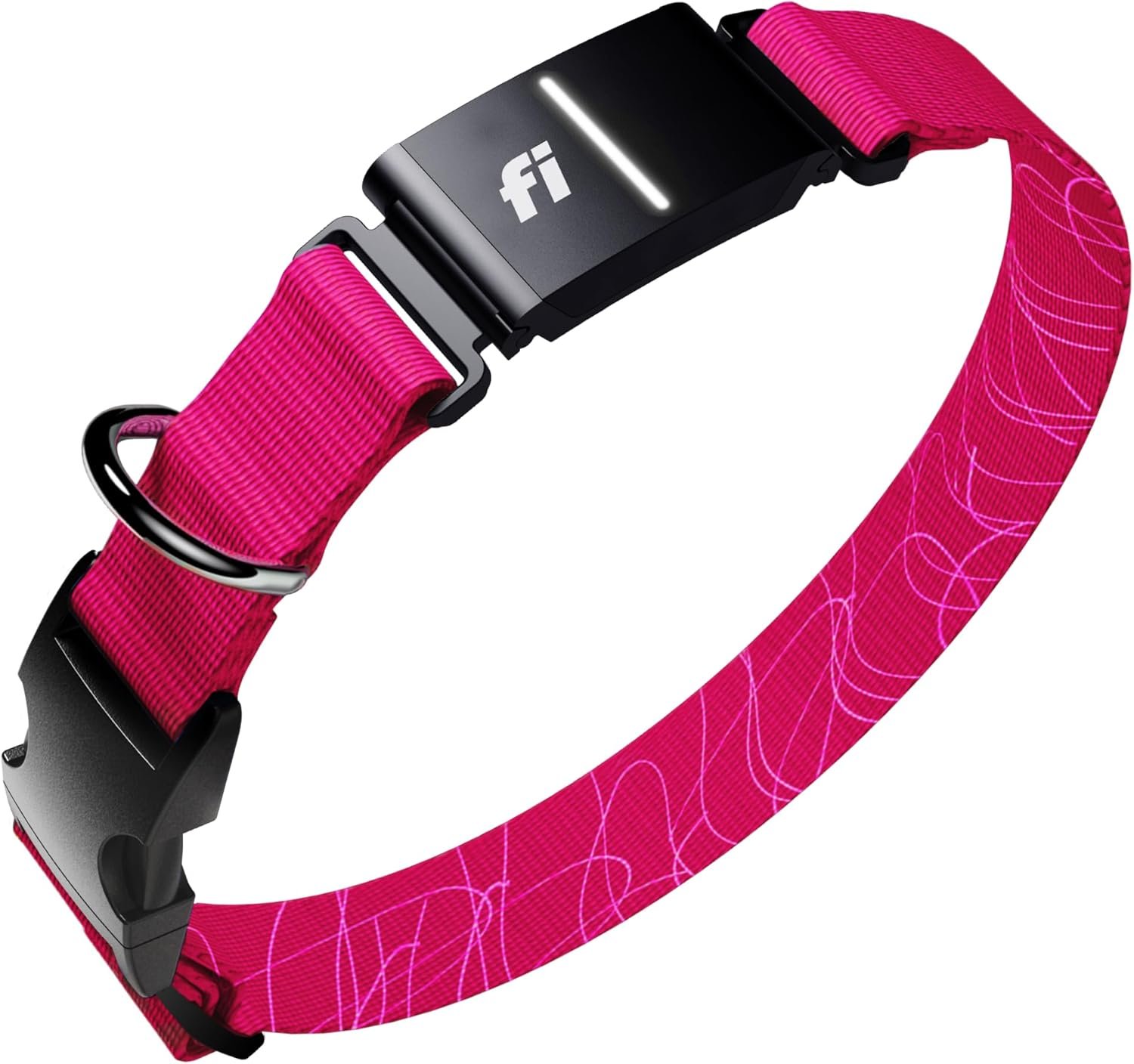Fi New Series 3+ Smart Dog Tracker Collar [6 Month Membership Included] GPS Tracker for Dogs with Health & Behavior Monitoring, Escape Alerts, Waterproof, LED, Apple Watch Compatible (Pink, Large)