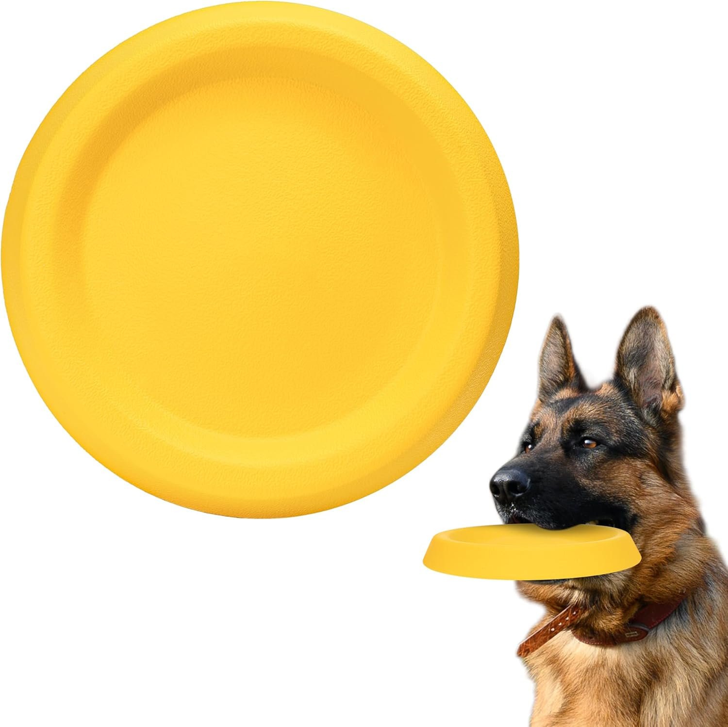 FUSOTO Dog Discs Toy, Durable Flying Discs for Throwing Catching, Durable for Aggressive Chewers, Water Floating Dog Toys, Swimming Training, Medium Large Breeds, Yellow
