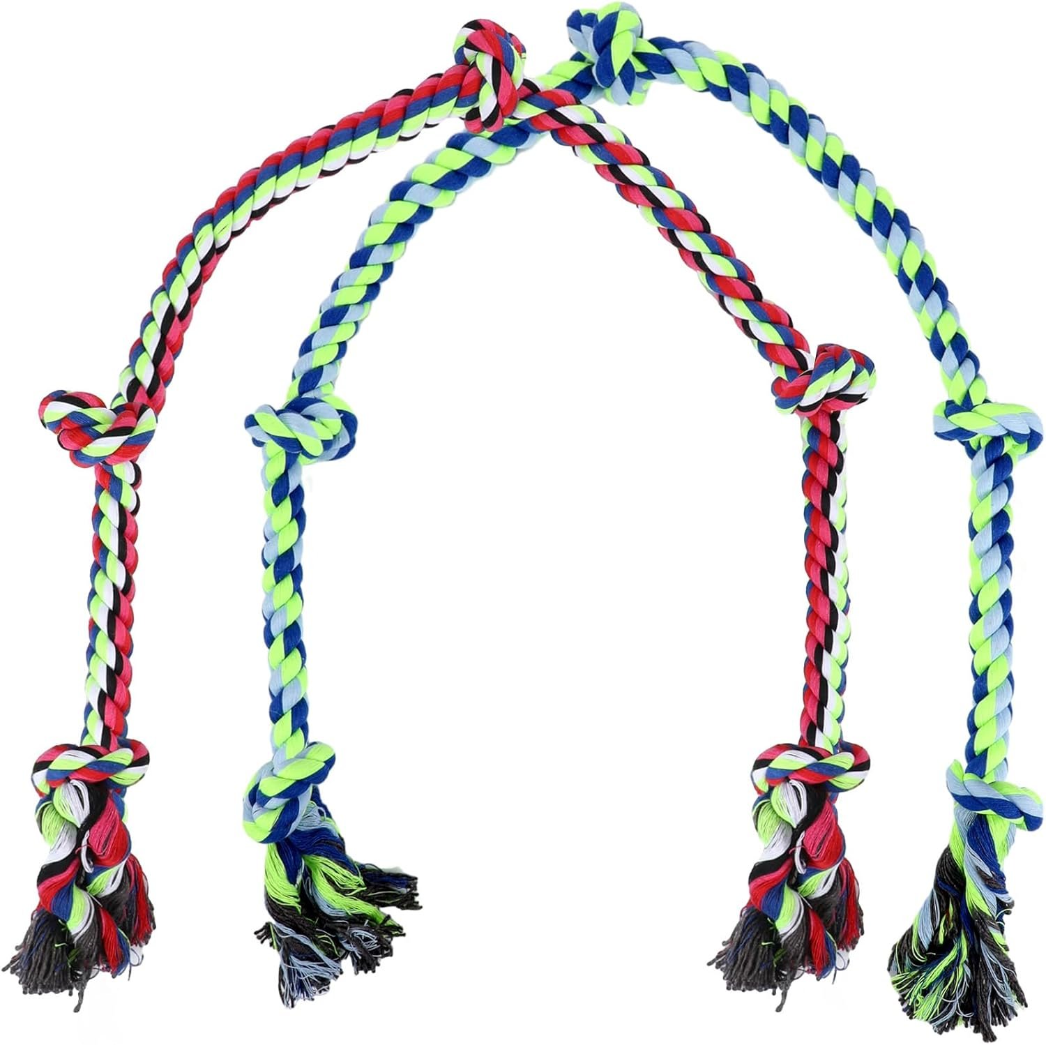 Hollowfly Dog Rope Toys for Extra Large Dogs, 2 Pack 6 Feet 5 Knot Tug of War Dog Toy for Large Aggressive Chewers Heavy Duty Cotton Teeth Cleaning Indestructible Puppy Chew Toys
