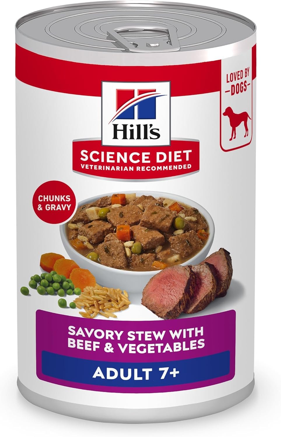 Hill’s Science Diet Adult 7+ Wet Dog Food, Beef & Vegetables, 12.8 oz. Cans, 12-Pack