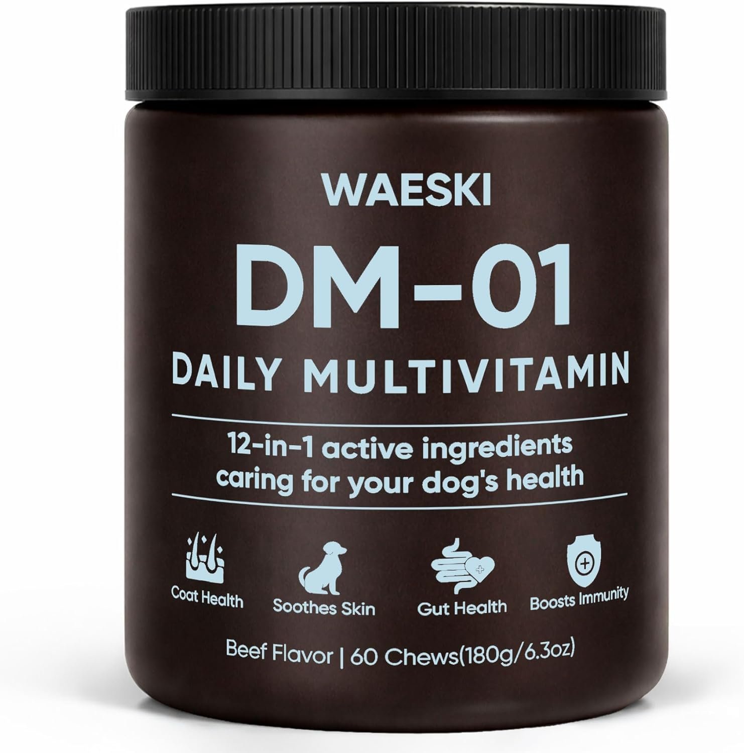 DM-01 Daily Multivitamin, Multivitamin Itch Relief Chews for Dog, Made with 12 Active Ingredients for Hip & Joint, Digestive & Boost Immunity, 60 Chew