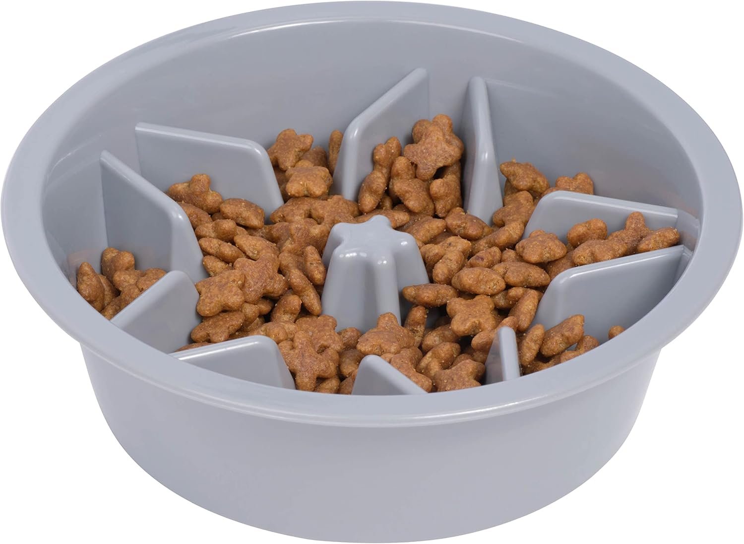 Leash Boss Slow Feeder Dog Bowls (1.5 Cup) Puzzle Dog Food Bowl with Feeder Holes, Fits into Elevated Pet Feeders, Slow Eating for Large, Medium & Small Sized Breeds – Gray