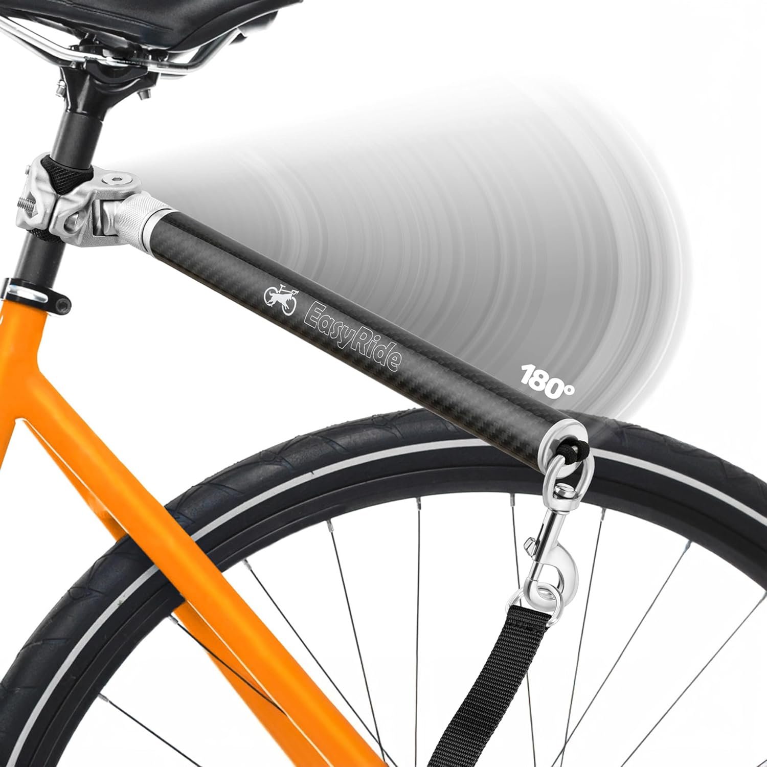 V2.0-180° Rotating Dog Bike Leash – with Shock Absorbers and Quick Attach Mechanism | Carbon Fiber | Detachable, Adjustable for the Smoothest Ride- Patent Pending (Black)