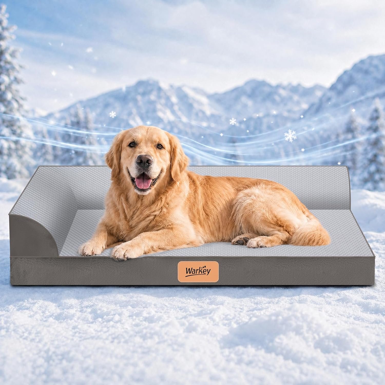 Cooling Orthopedic Dog Bed for Extra Large Dogs, Memory Foam Pet Bed with Removable Washable Cover & Non-Slip Bottom, Comfortable Dog Couch Bed for Golden Retriever, Size: 49.1″*38 * 8.1″