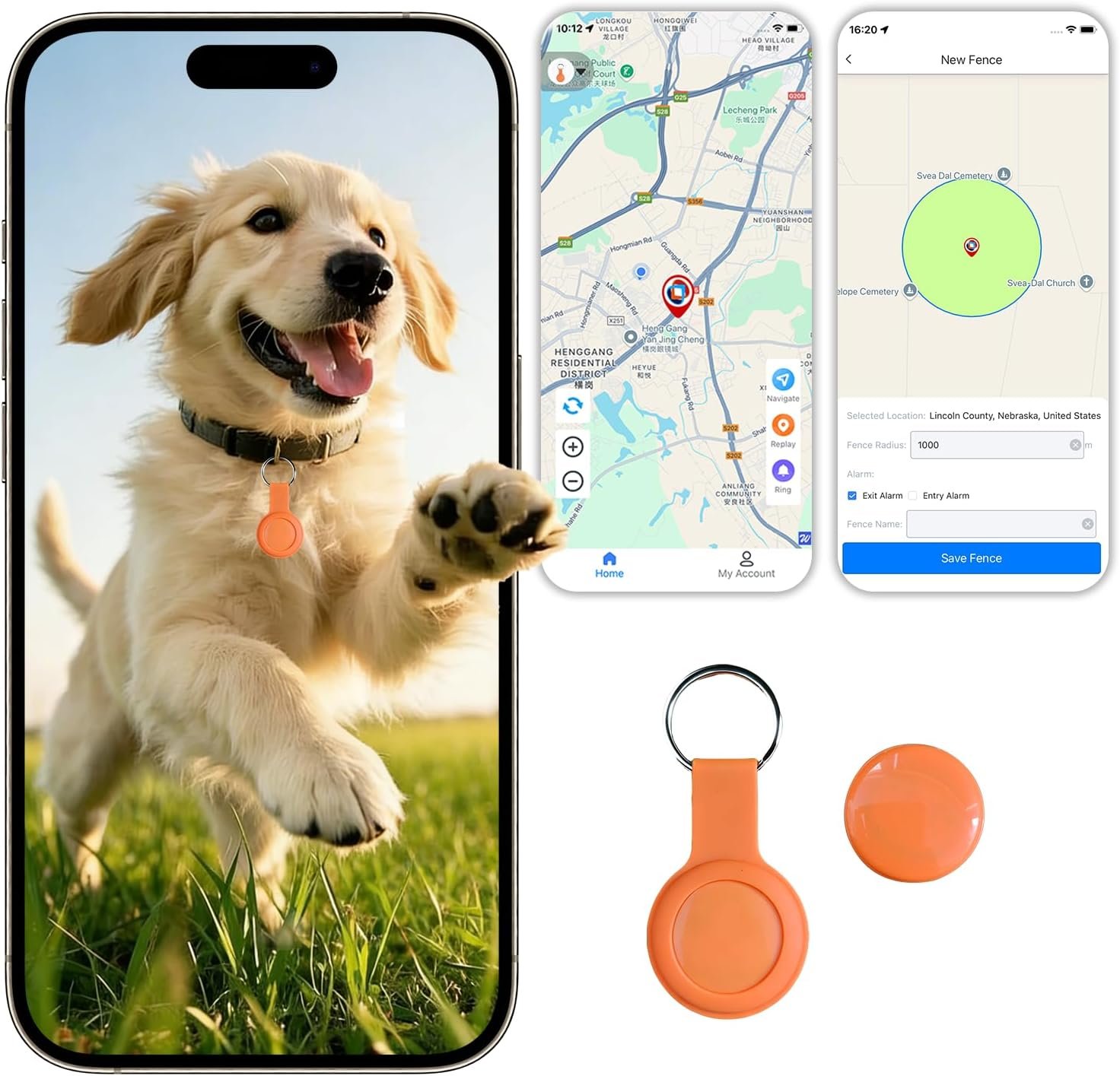Pet GPS Tracker for Cats & Dogs – No Monthly Fee, No SIM Required, Real-Time Location Tracking – Smart Collar Compatible with Android & iOS – Ideal for Dogs, Cats, Kittens & Small Pets