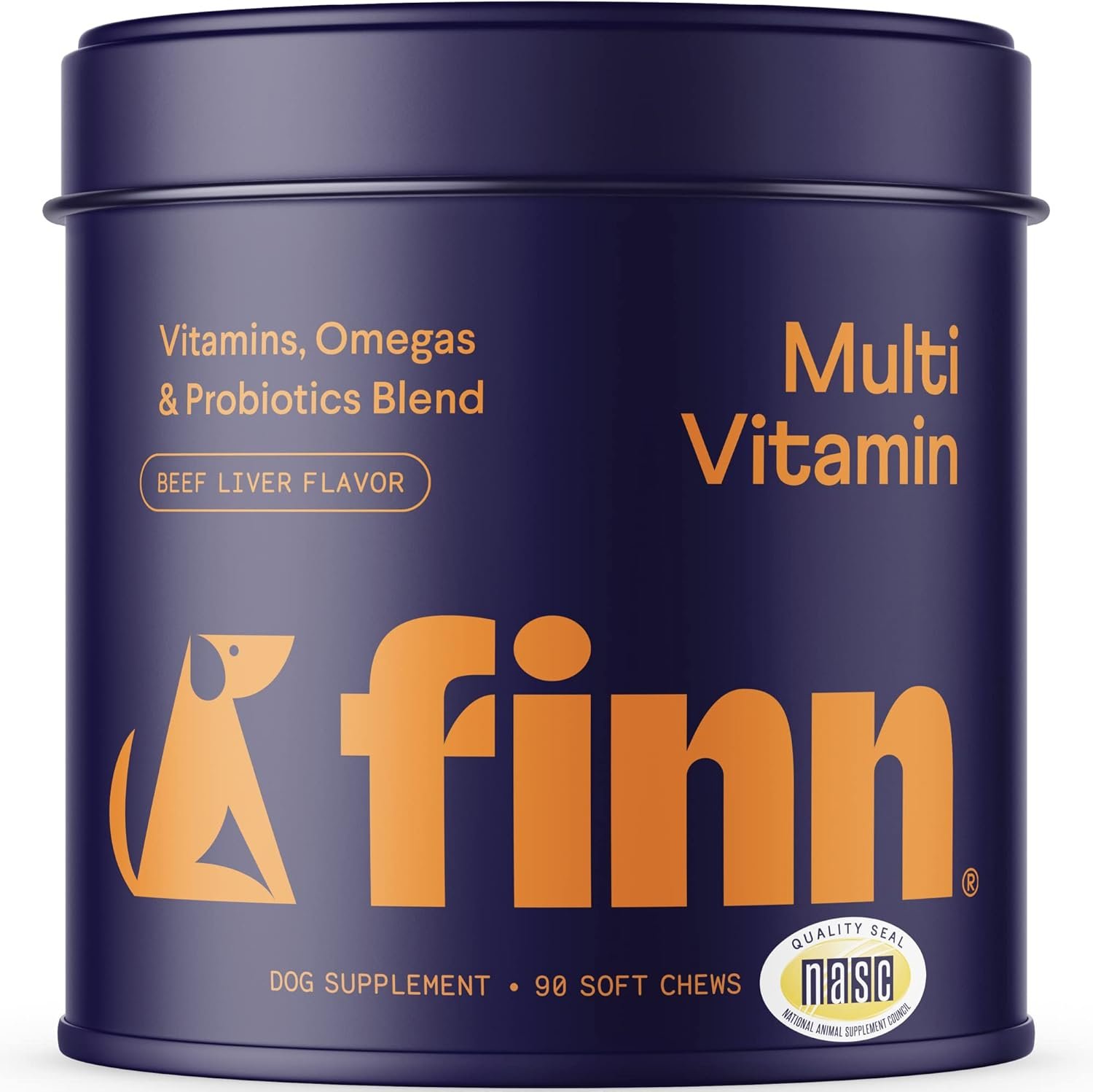 Finn All-in-1 Multivitamin for Dogs – Daily Multi with Probiotics, Omegas & Nutrients to Support Everyday Wellness – 90 Soft Chews